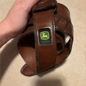 John Deere Men's 42-44 Brown Top Grain Leather Belt with Rubber Logo